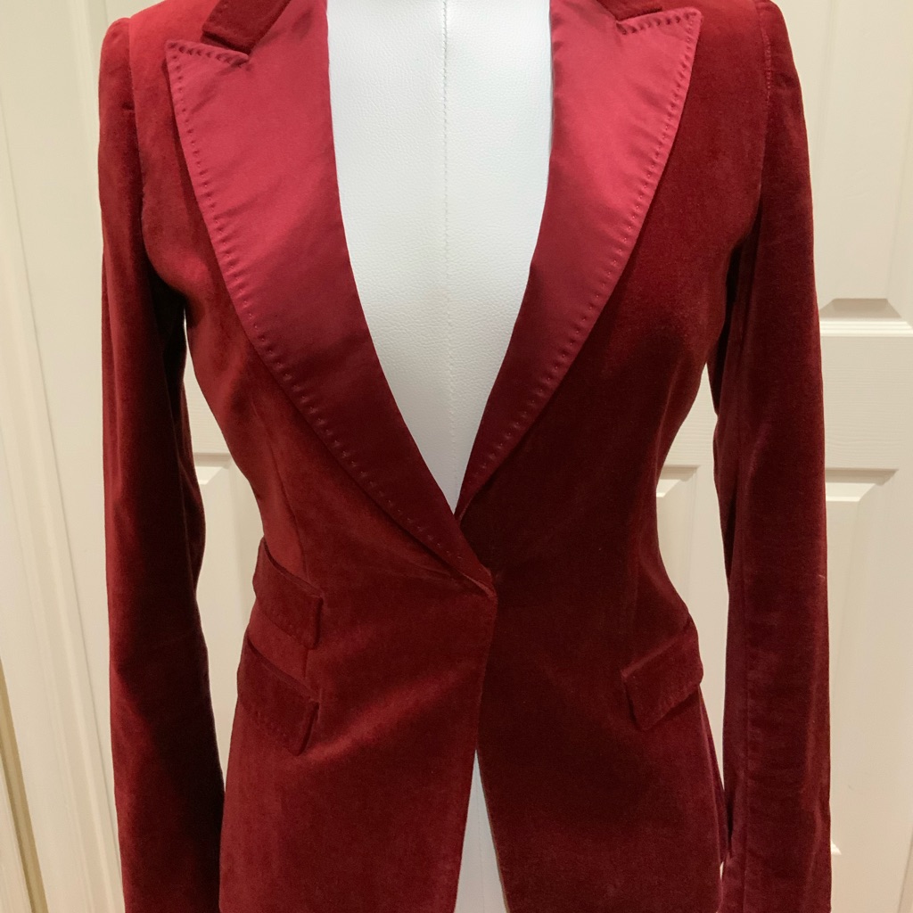 Elie Tahari Rich Burgundy Velvet Blazer